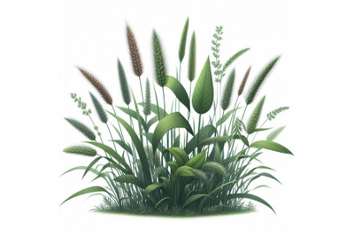 4 Illustration of  Close-up of grass plant on white background