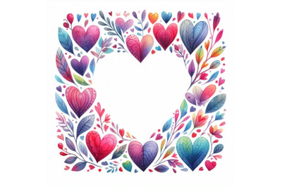 4 watercolor Valentines frame - vector. Hearts frame for valentines da