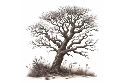 4 Illustration of  Dried tree on white background