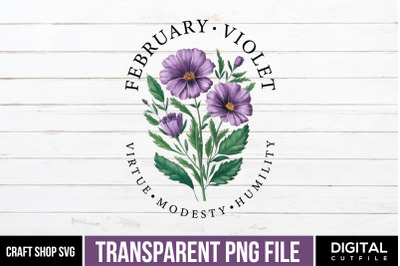 February violet, Birth Month Sublimation PNG