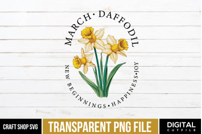 March Daffodil, Birth Month PNG