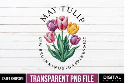 May Tulip, Birth Month Flower Sublimation PNG