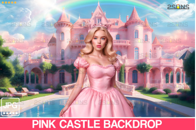 Pink Castle backdrop, photoshop overlays, Dream House