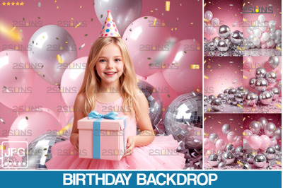 Birthday confetti studio backdrop party balloons