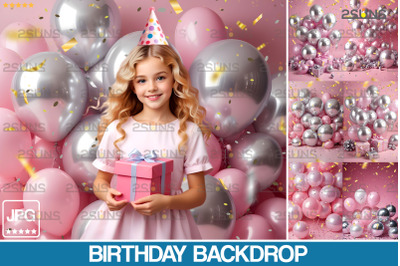 Birthday confetti studio backdrop party balloons