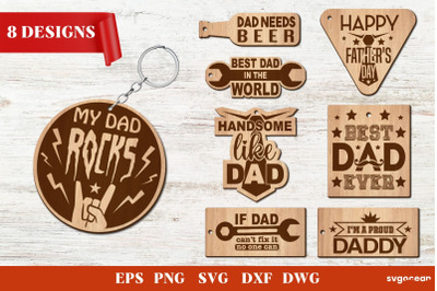 Fathers Day Keychains Laser Cut