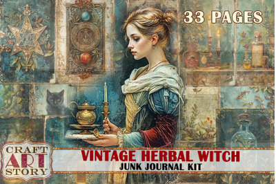 Vintage Herbal Witch Junk Journal Pages,scrapbook