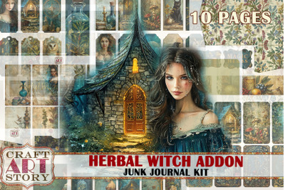 Vintage Herbal Witch Junk Journal Pages ADDON