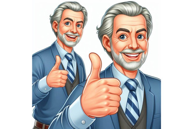 4 an old man posing with a thumbs up and a kind smile