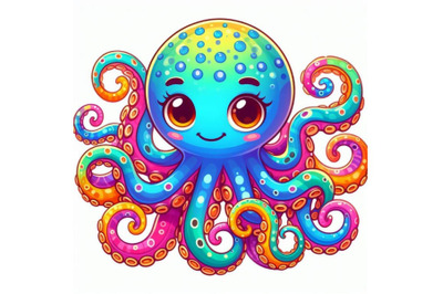 4 A cartoon octopus in colorful hues