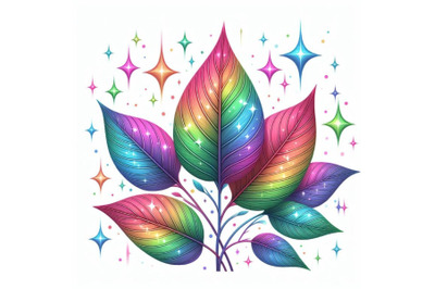 4 shining rainbow leaves