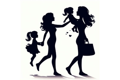 4 Mother holds her daughter by the hand with love on light background