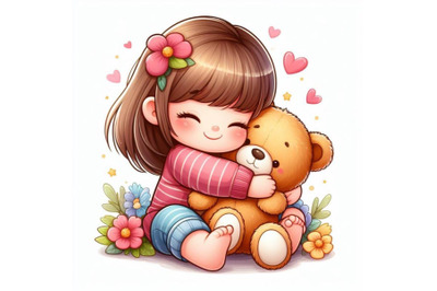 4 a girl hugging a teddy bear