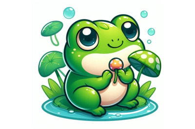 4 Cute green frog character