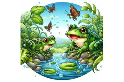 4 Two frogs around the river