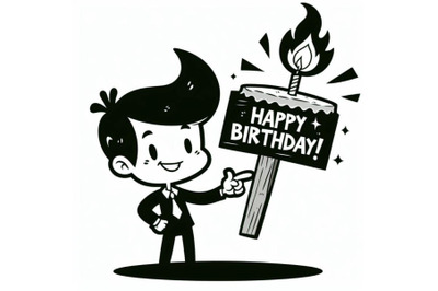 4 Happy birthday cartoon sign