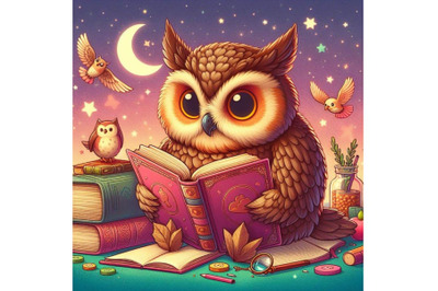 4 Wise owl reading book