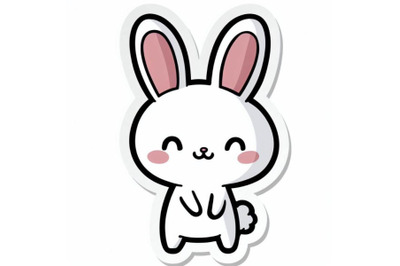 4 Kawaii Sticker of cute rabbit