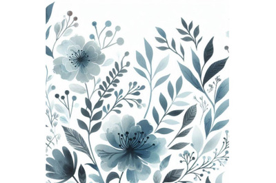 4 Watercolor Dusty Blue Floral Graphics