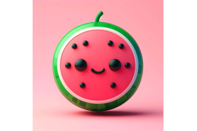 4 watermelon&2C; pink background 3D