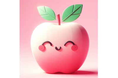 4 Apple &2C; pink background 3D
