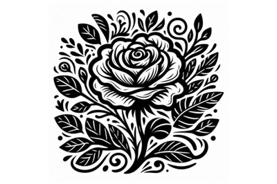 4 Artistic doodle white rose. Hand drawn illustration