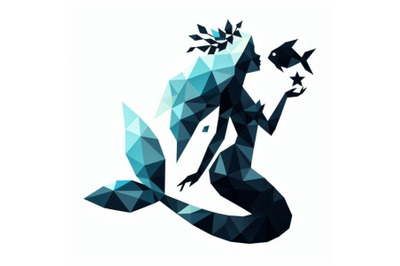4 Low poly mermaid triangle myth creature