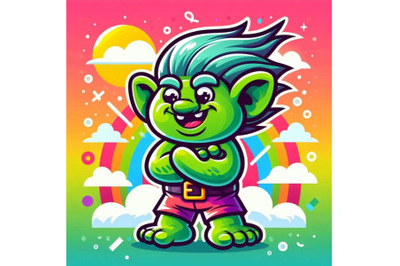 4 A cartoon of a troll who is green and has a belt and belt