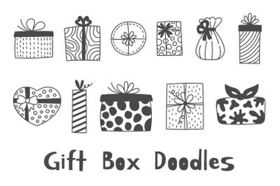 Gift Box Doodles Line Present Clipart