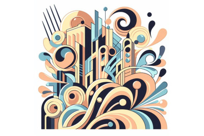 4 Abstract Illustration With Art Deco Geometric Shapes