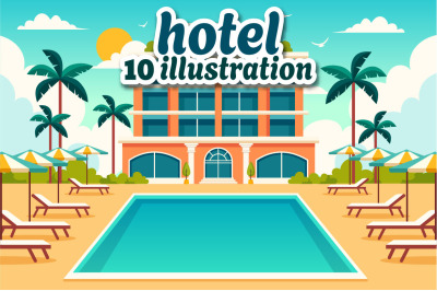10 Hotel Vector Illustration