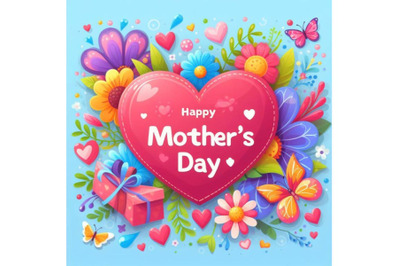 4 Happy Mother Day Heart Background
