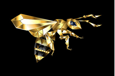 Flying gold polygonal bee