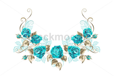 Symmetrical garland with turquoise roses