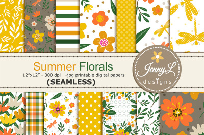 Summer Floral SEAMLESS Digital Papers