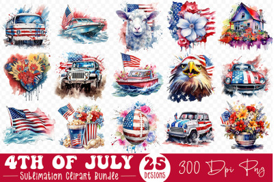 4th of July Sublimation Clipart Bundle