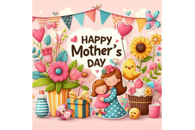 4 happy mothers day greeting card