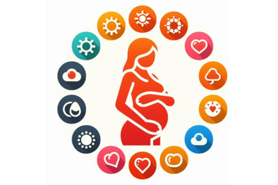 4 Pregnant woman icon.Woman pregnancy symbol