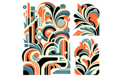 4 Abstract Illustration With Art Deco Geometric Shapes