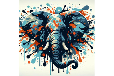 4 Abstract splash art poster of elephant head