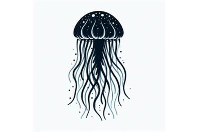 4 Hand drawn vector jellyfish. Sea marine animal collection