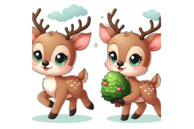 Four Cute deer cartoon