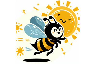 4 Illustration of Honey bee flying with joy