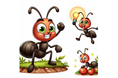 Four funny ant cartoon