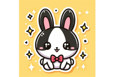 Four Kawaii Sticker of cute rabbit