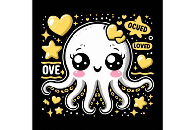Four kawaii very a cute octopus loved