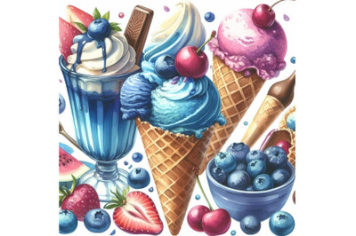 Four Yummy ice cream cone