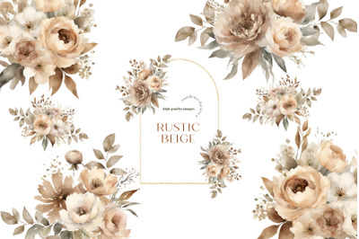 Elegant Rustic Beige Flowers Clipart