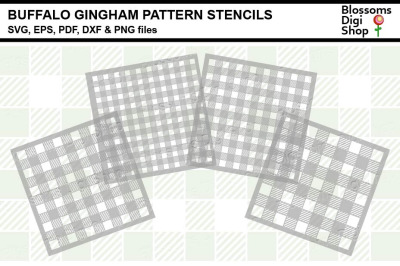 Buffalo Gingham Pattern Stencils, SVG, EPS, PDF, DXF &amp; PNG files