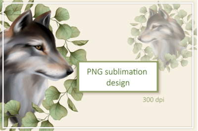 Wolf with wreath | PNG Sublimation design